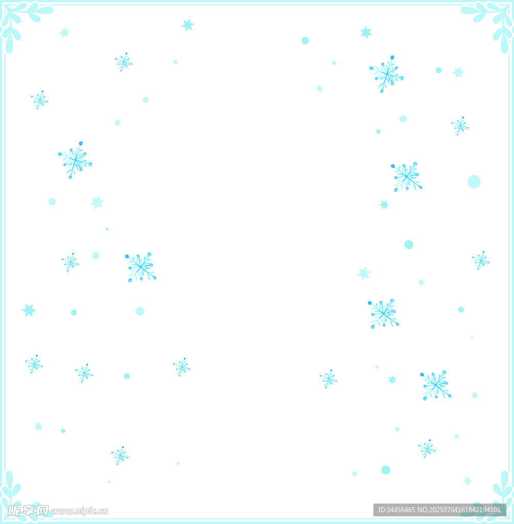 浅蓝色雪花边框背景图