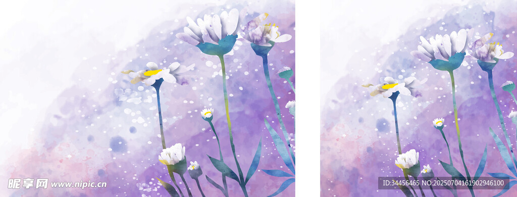 梦幻紫色花卉插画