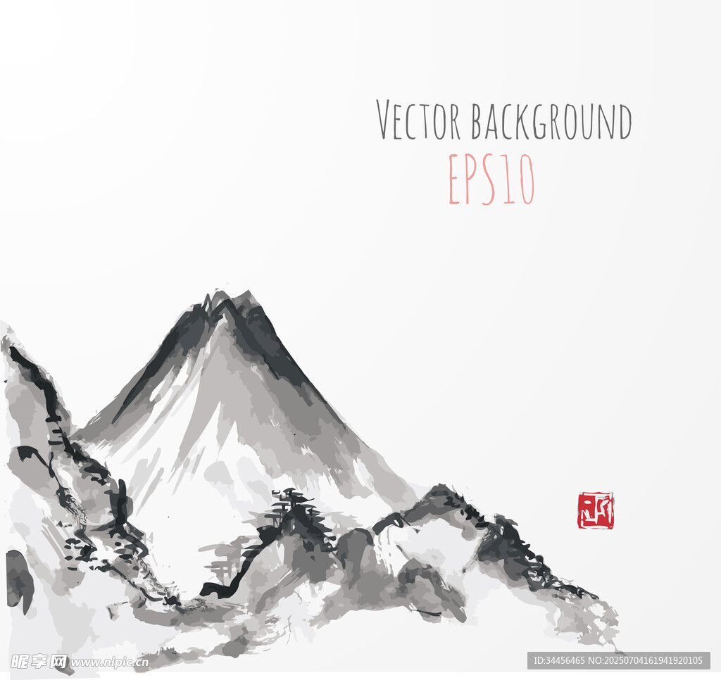 水墨风格富士山背景图