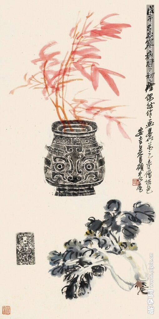 水墨盆栽图
