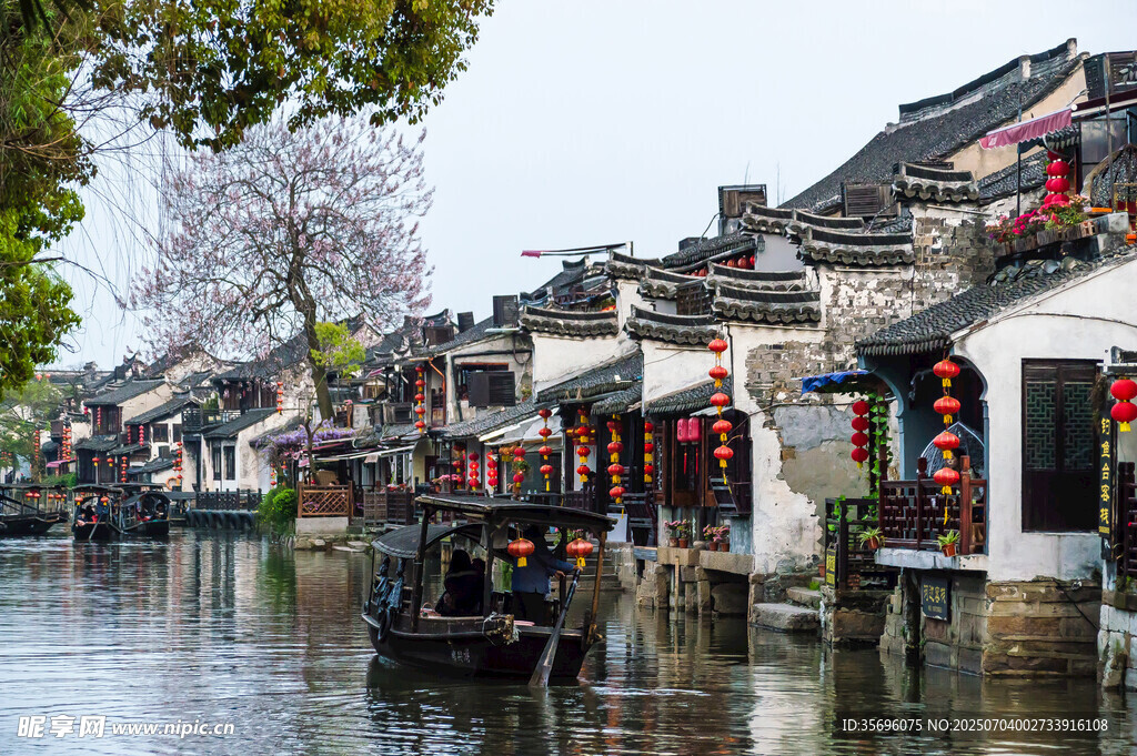 江南水乡古镇沿河景致