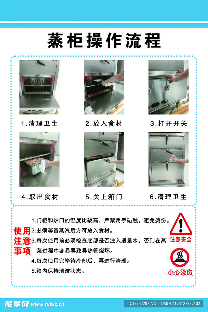 蒸柜操作流程图示