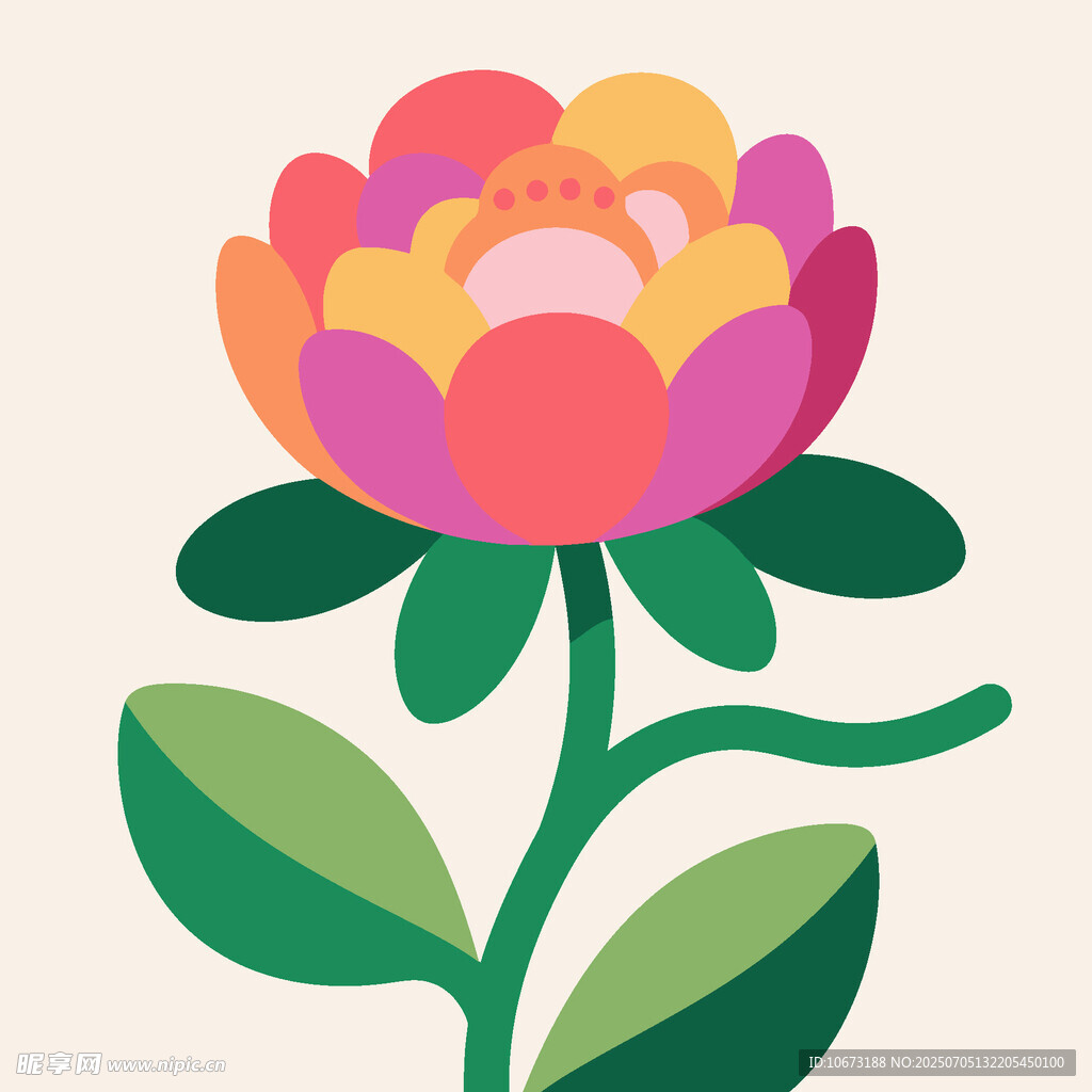 彩色手绘花朵插画