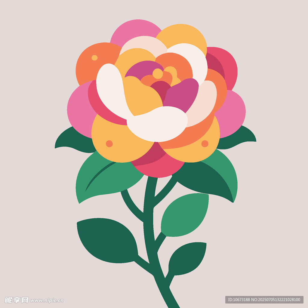 多彩手绘花卉插画