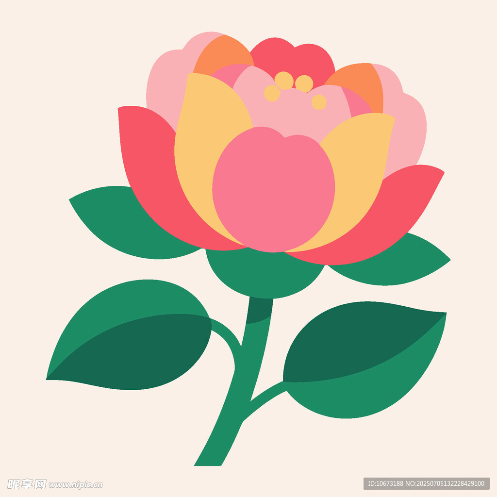 手绘多彩花朵插画