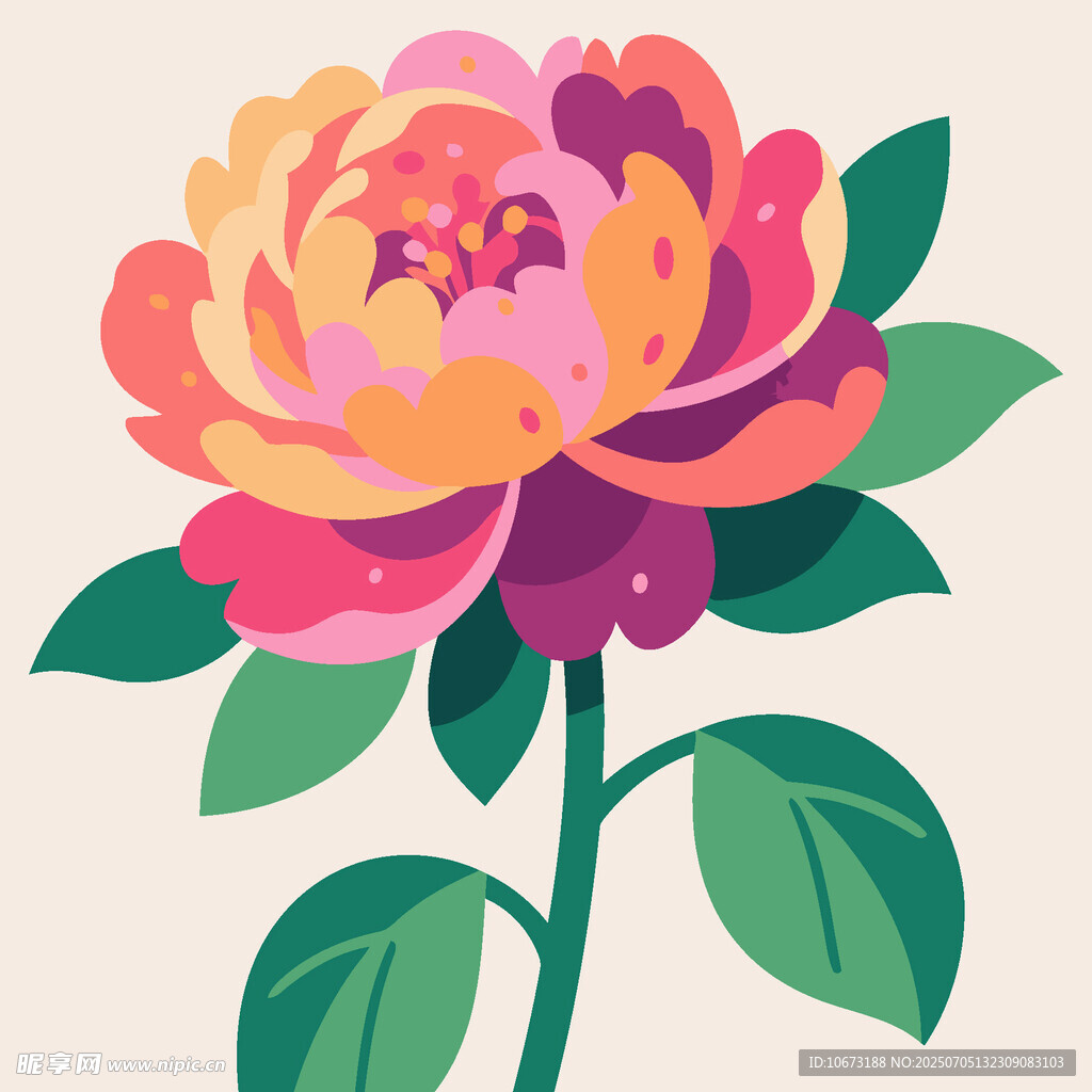 绚丽多彩的手绘牡丹花
