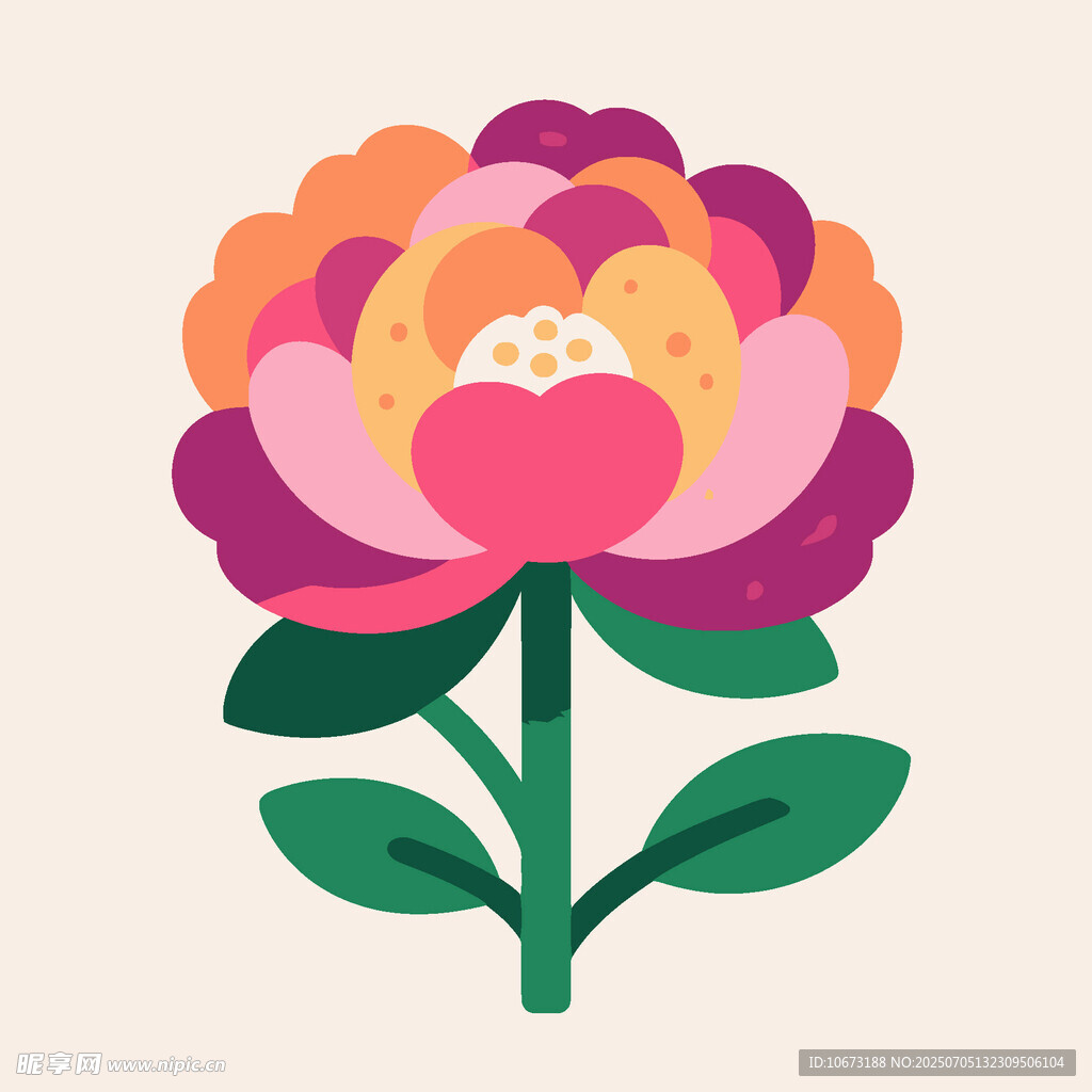 多彩手绘牡丹花图案
