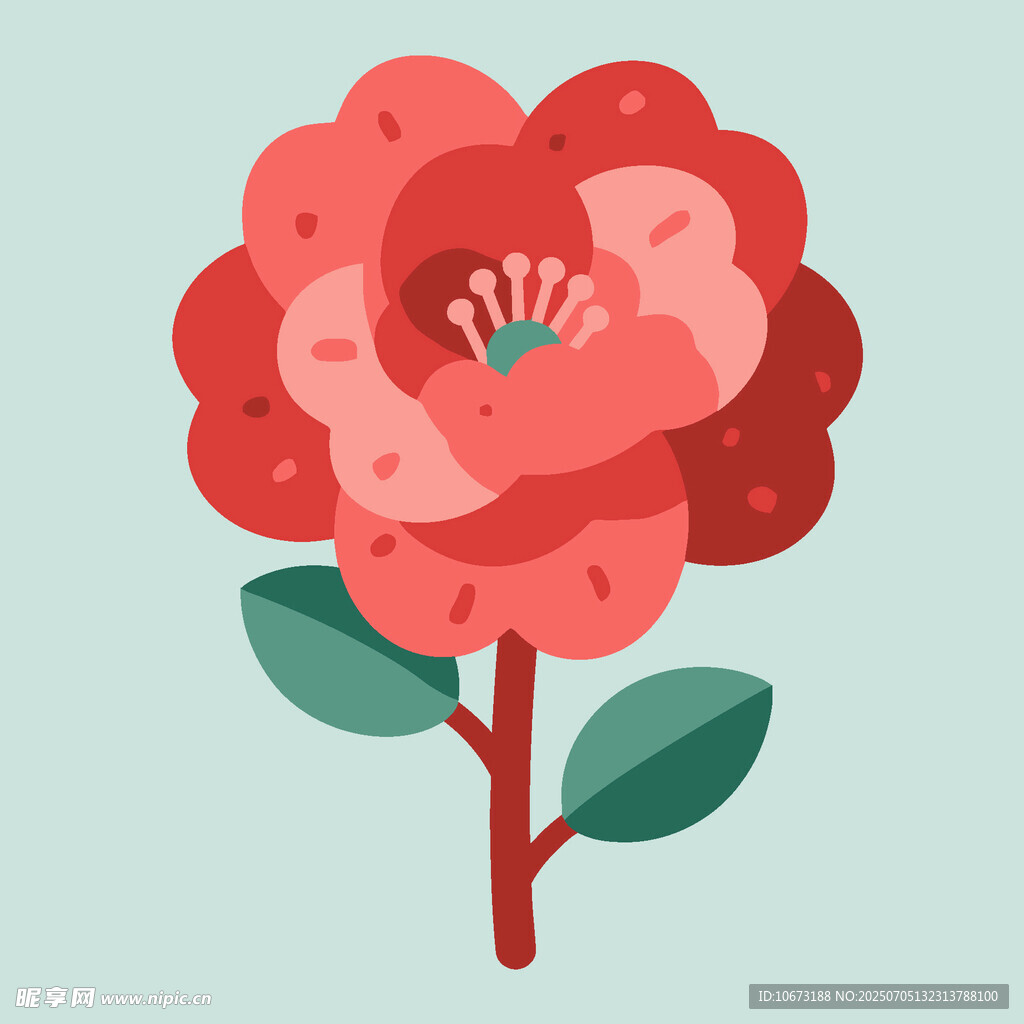 可爱手绘红色花朵插画