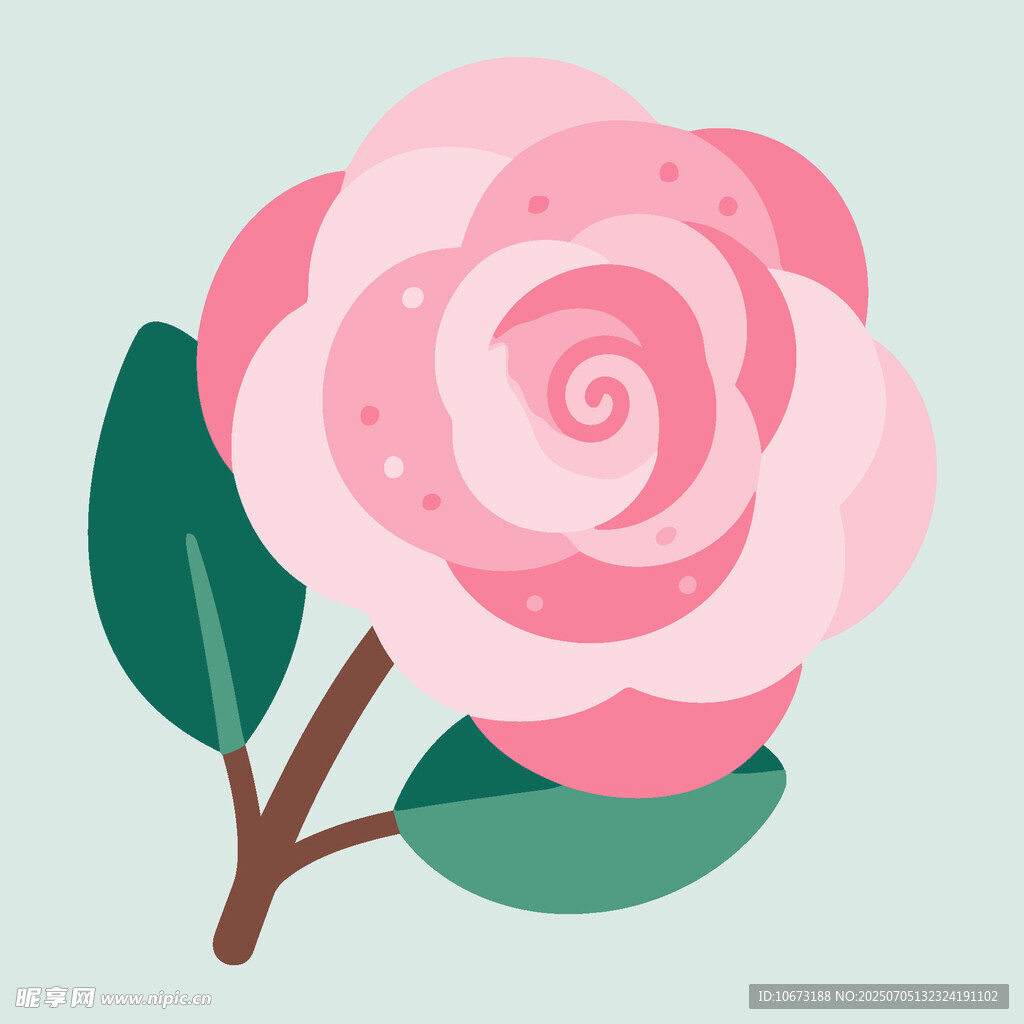 粉色山茶花插画