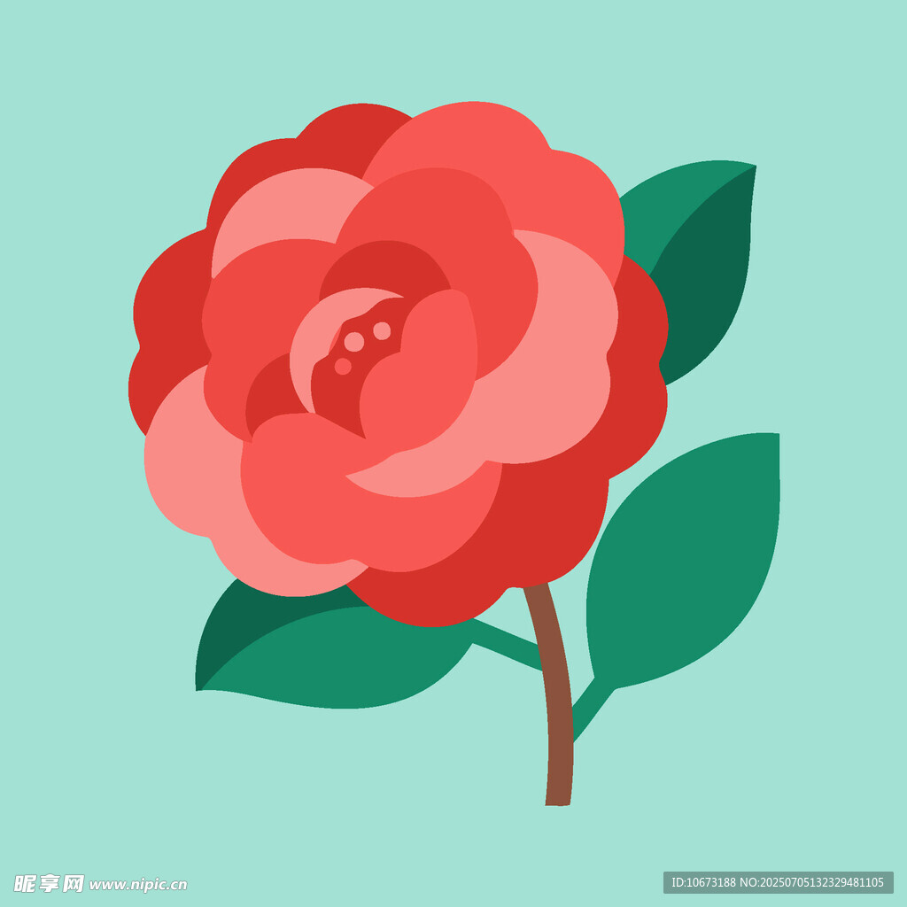 鲜艳红玫瑰插画