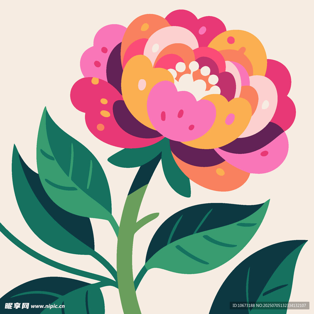 手绘多彩花卉插画