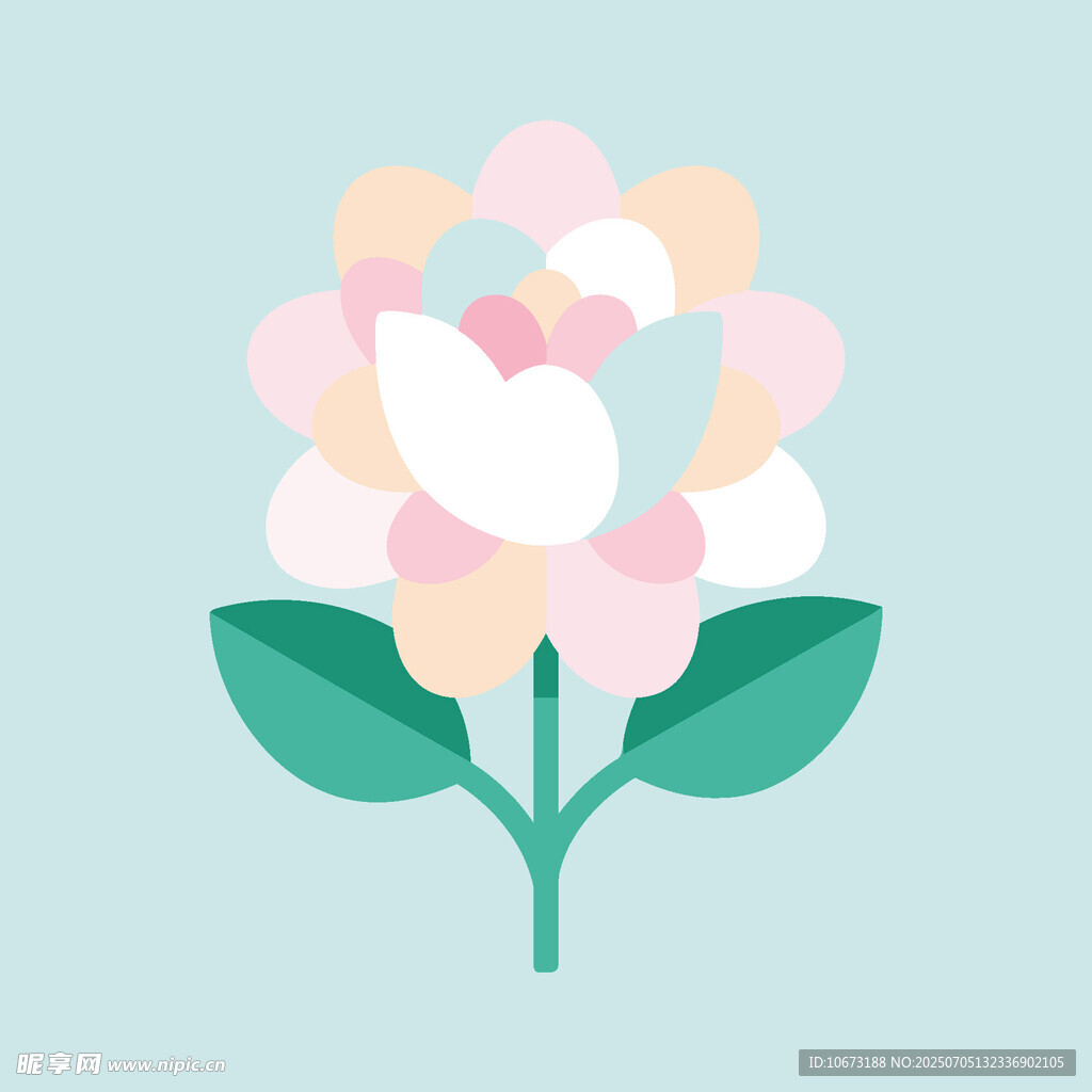 简约手绘风多彩花朵图案