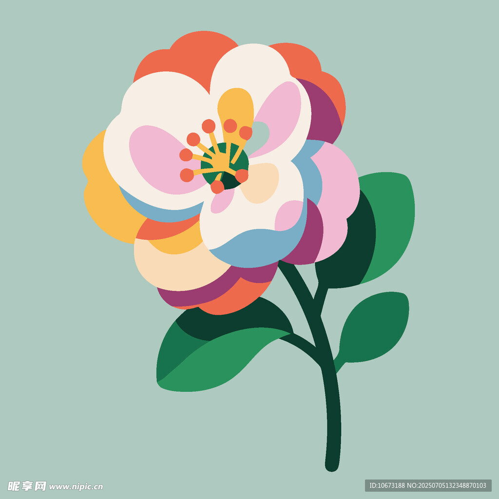 多彩花朵插画