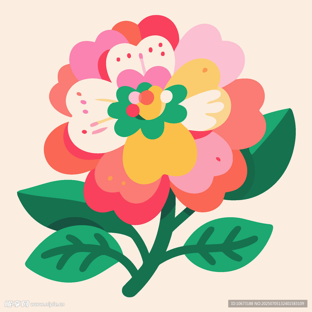 多彩手绘花卉插画
