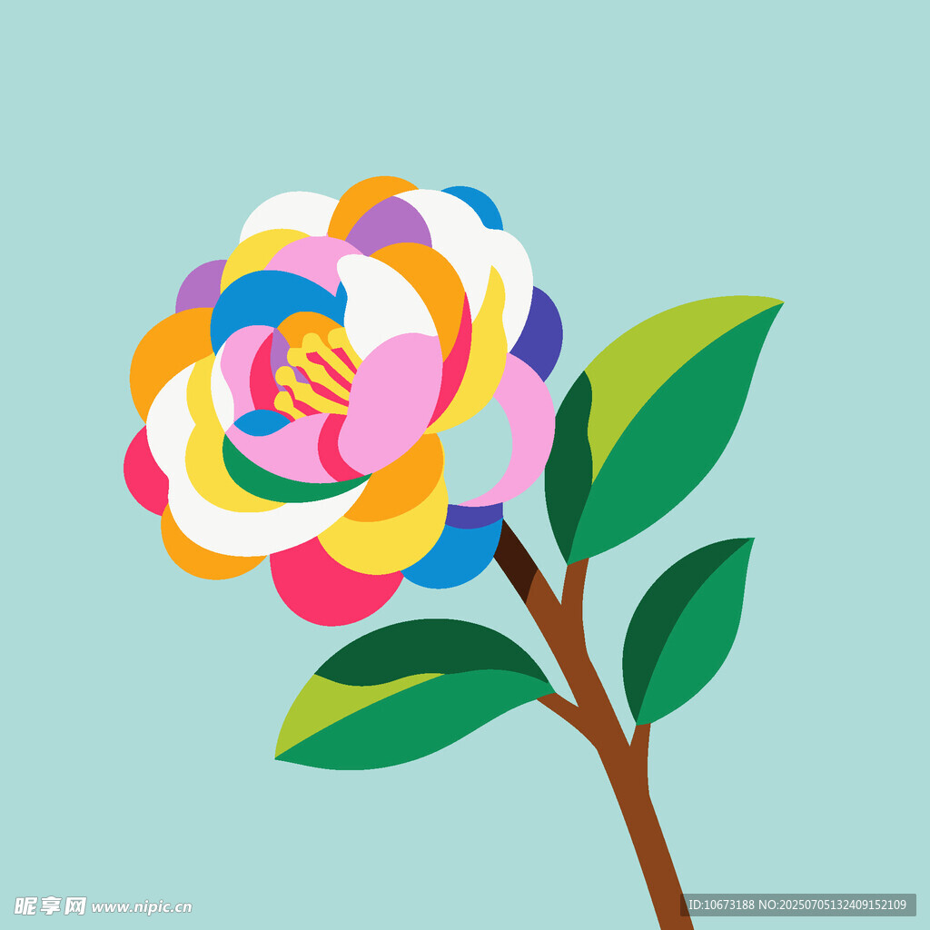 多彩花朵插画