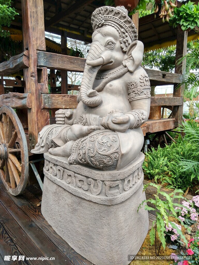 象头神石雕摆件