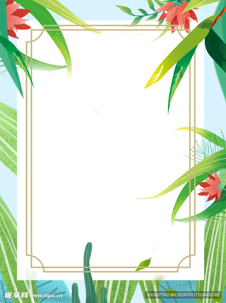 夏日热带植物边框背景图