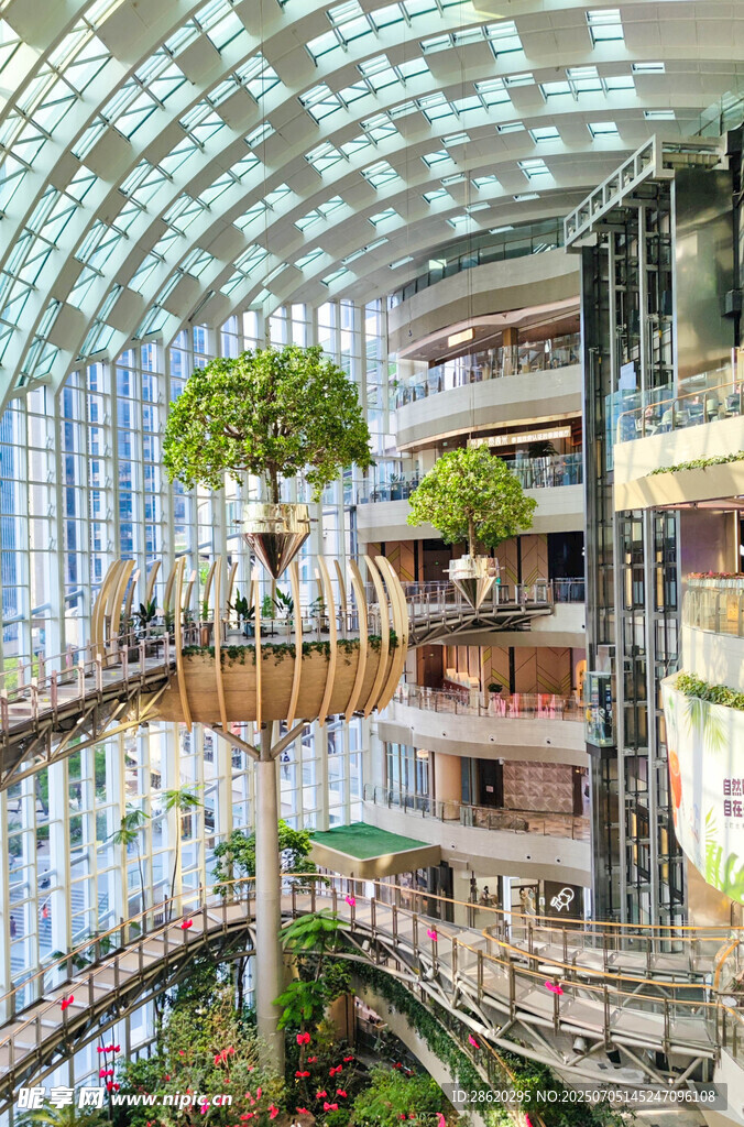 现代商场内的空中花园绿植景观