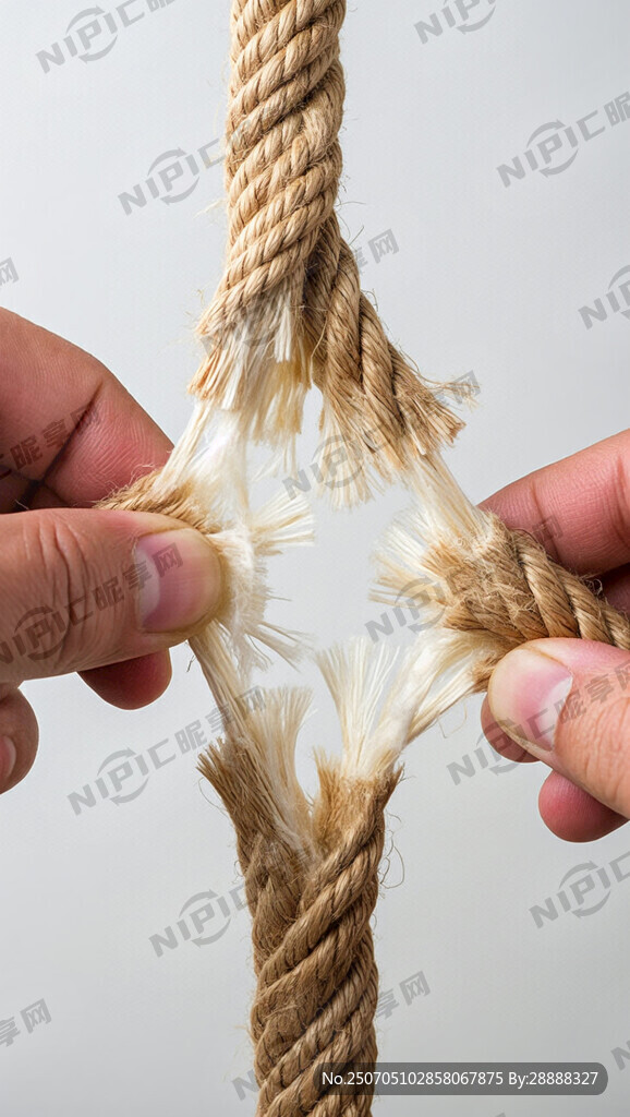 一段拉扯断开的麻绳