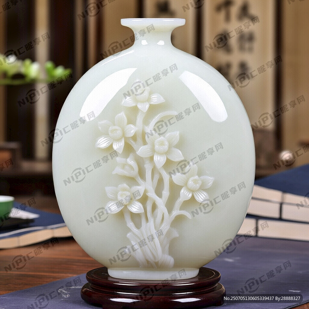 白玉椭圆扁瓶 中间