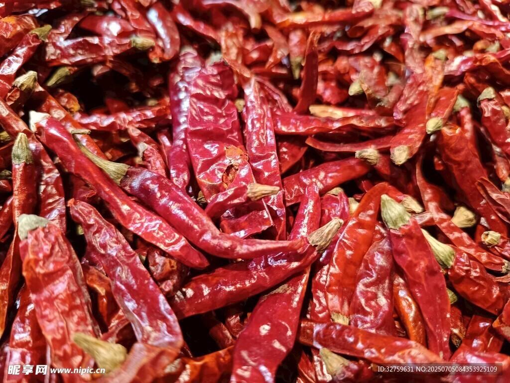 一堆干辣椒特写