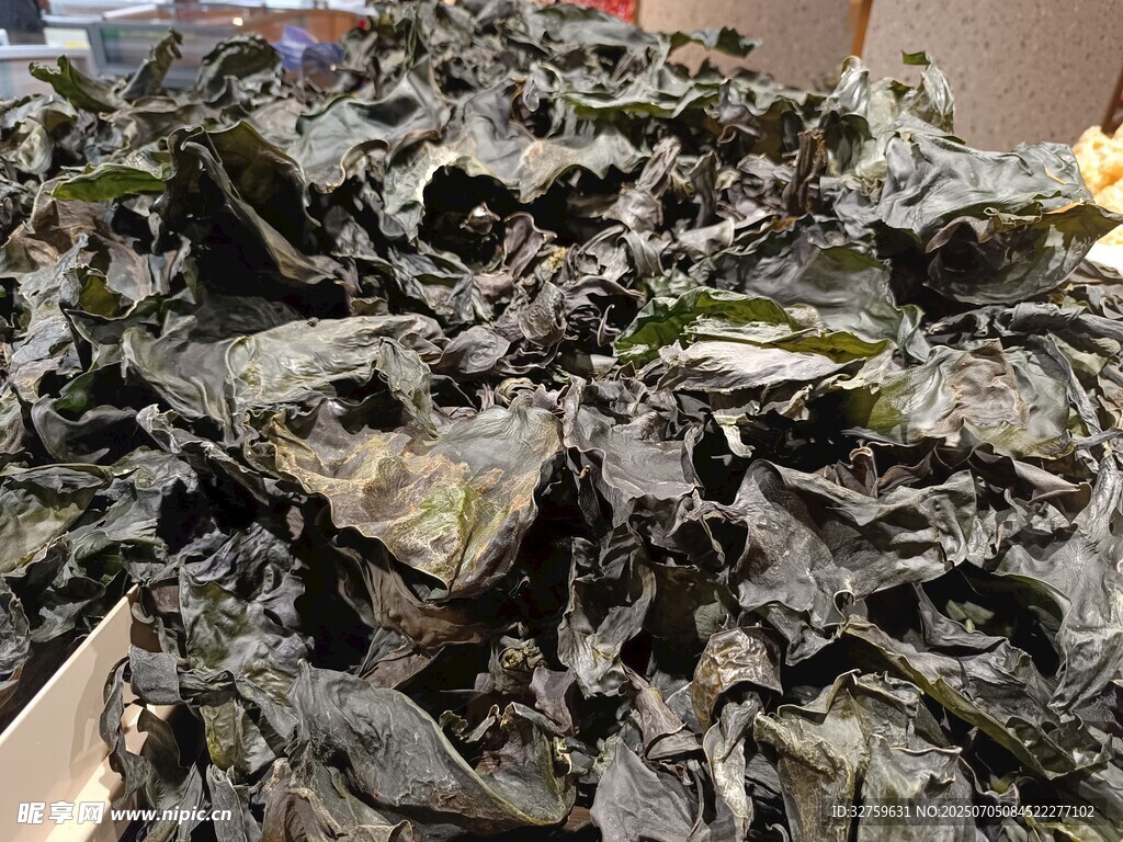 新鲜黑木耳堆放在一起