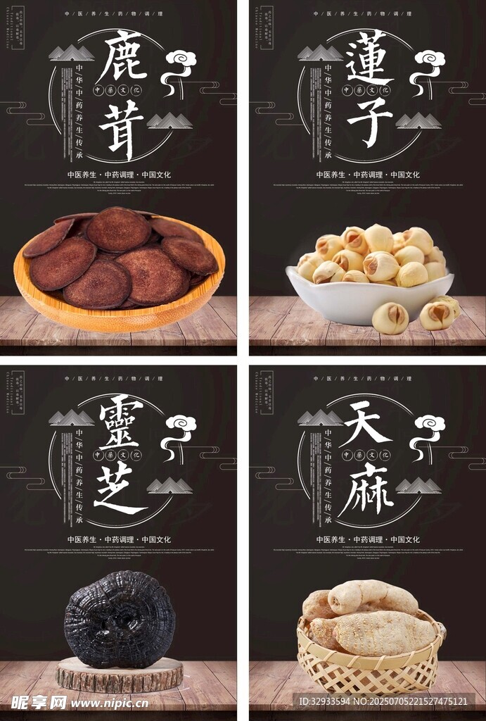 中国风中草药医疗展板