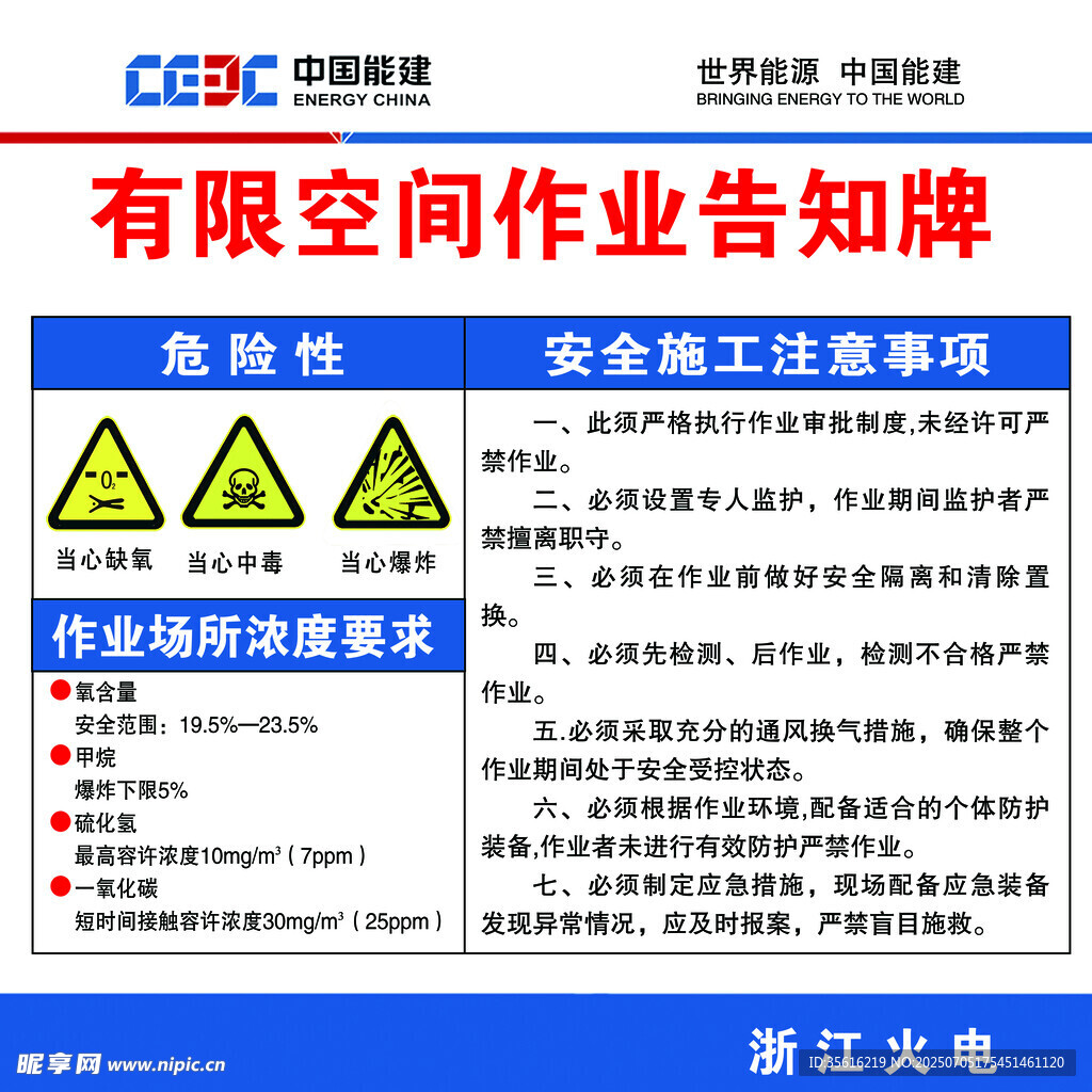 有限空间作业告知牌