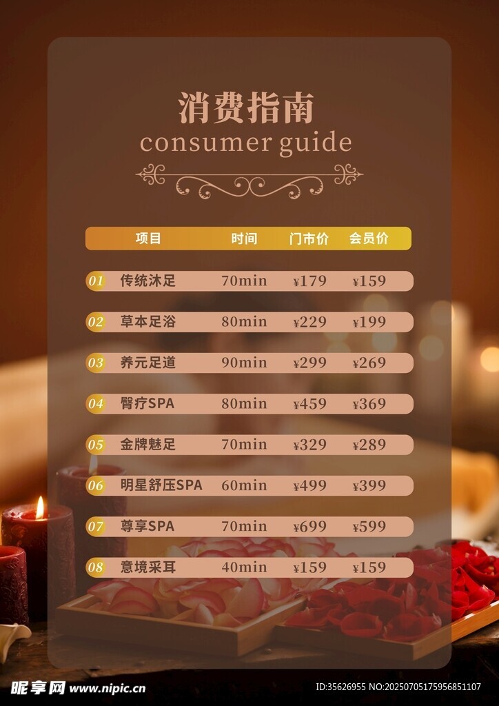 消费指南价目表展示