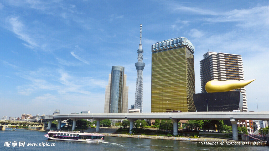 现代都市滨水摩天建筑群