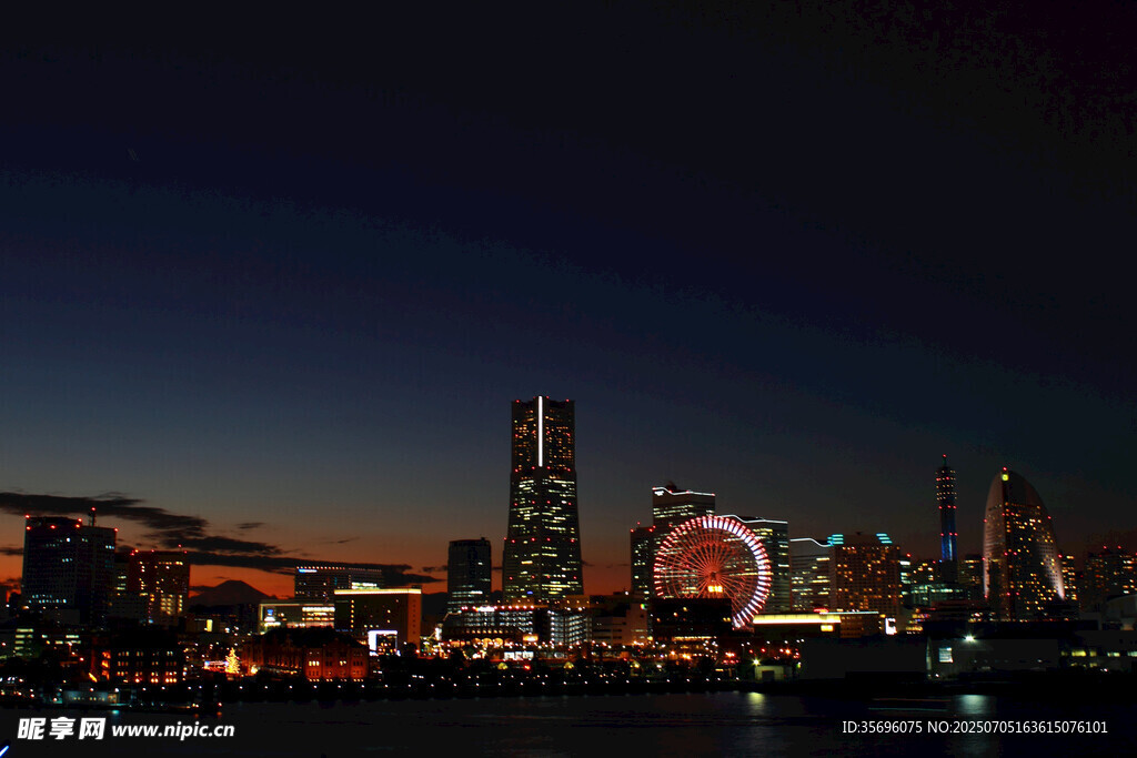 城市夜景中的摩天轮璀璨