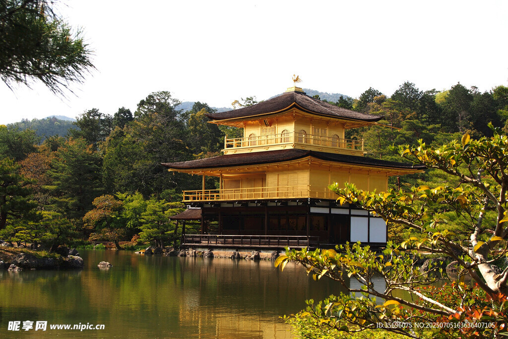 日本金阁寺湖畔美景