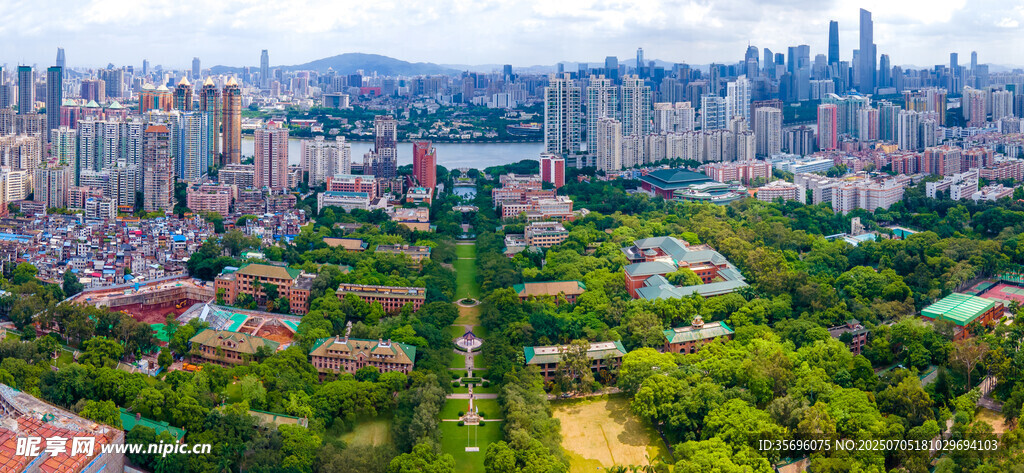 航拍全景中山大学南校区广州市