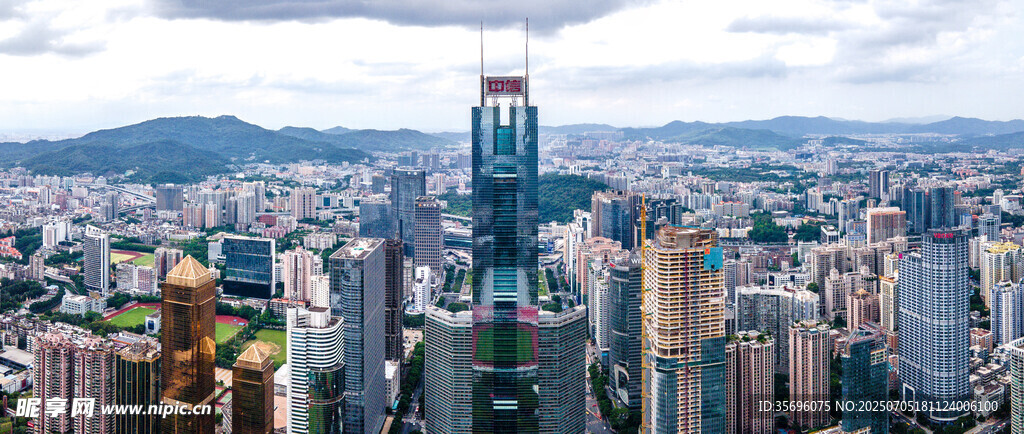 航拍广州天河中信大厦全景航拍
