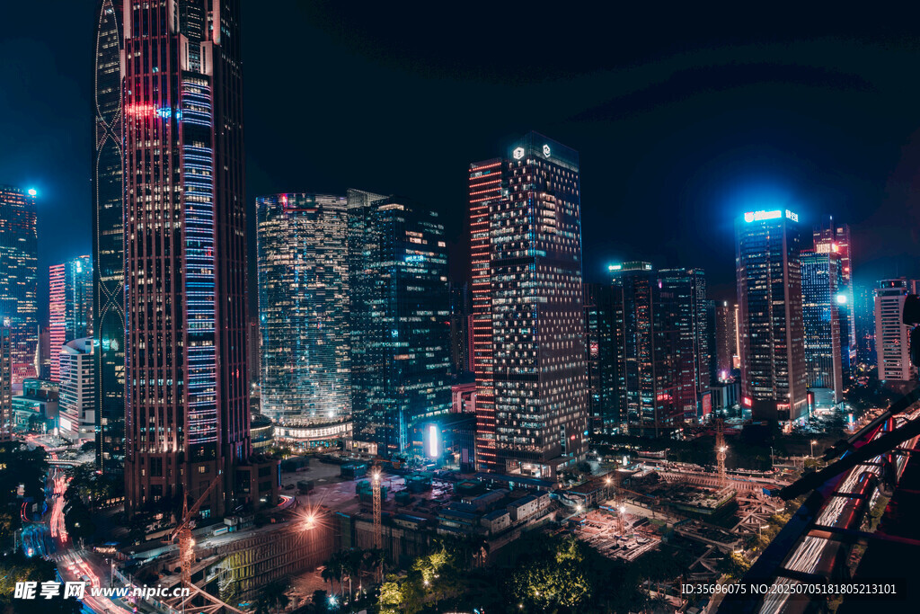 广州CBD商业中心夜景摄影图片