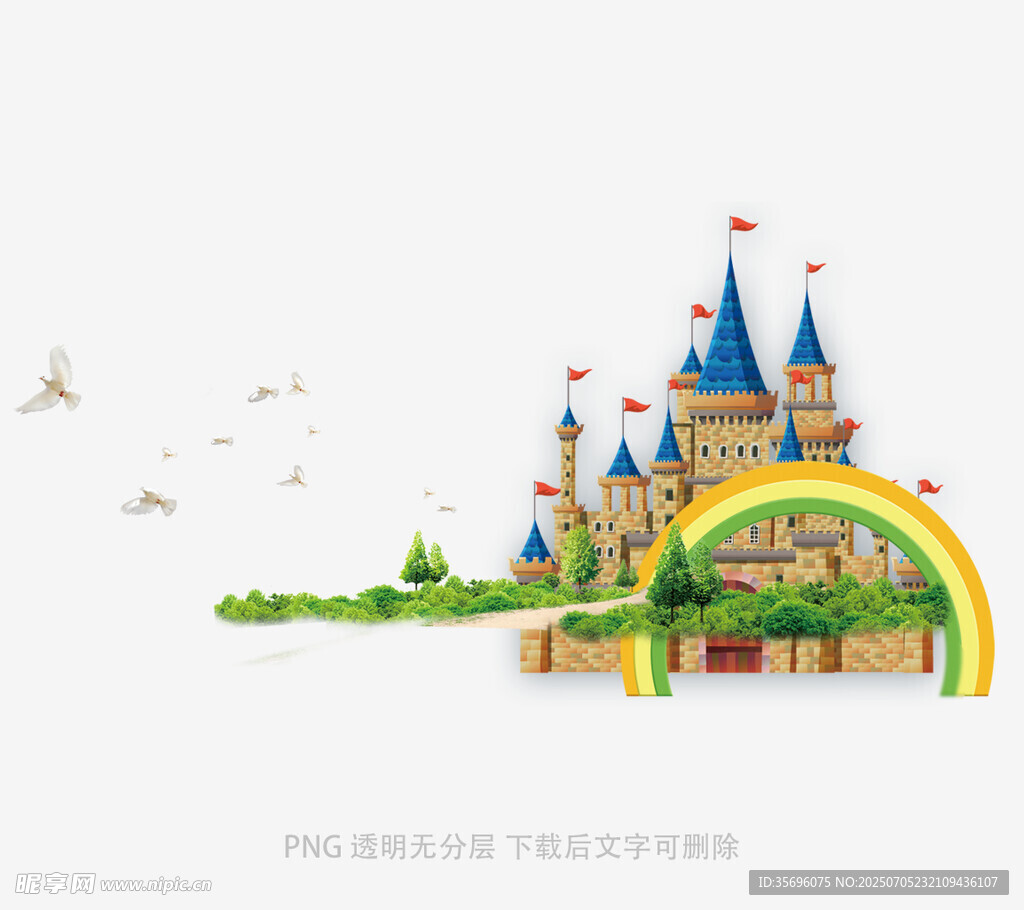 梦幻迪士尼城堡与彩虹景观