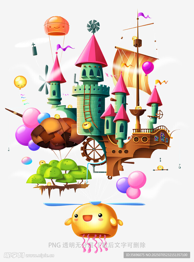 梦幻童话城堡插画场景