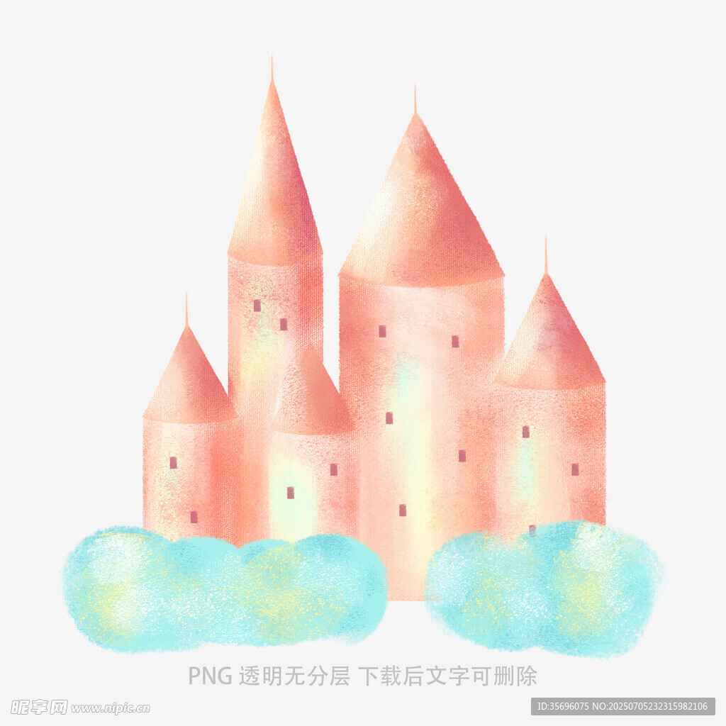 梦幻水彩风童话城堡