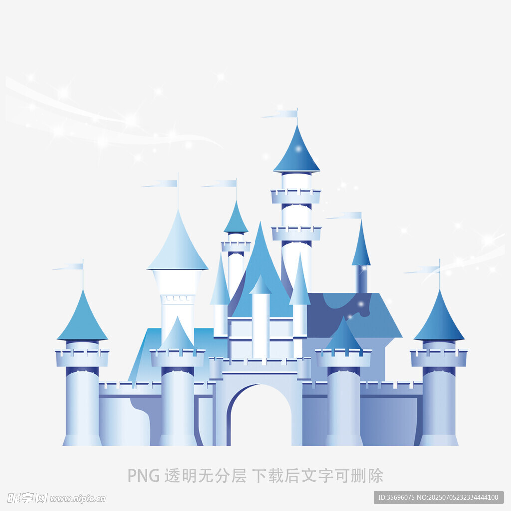 梦幻蓝色城堡插画
