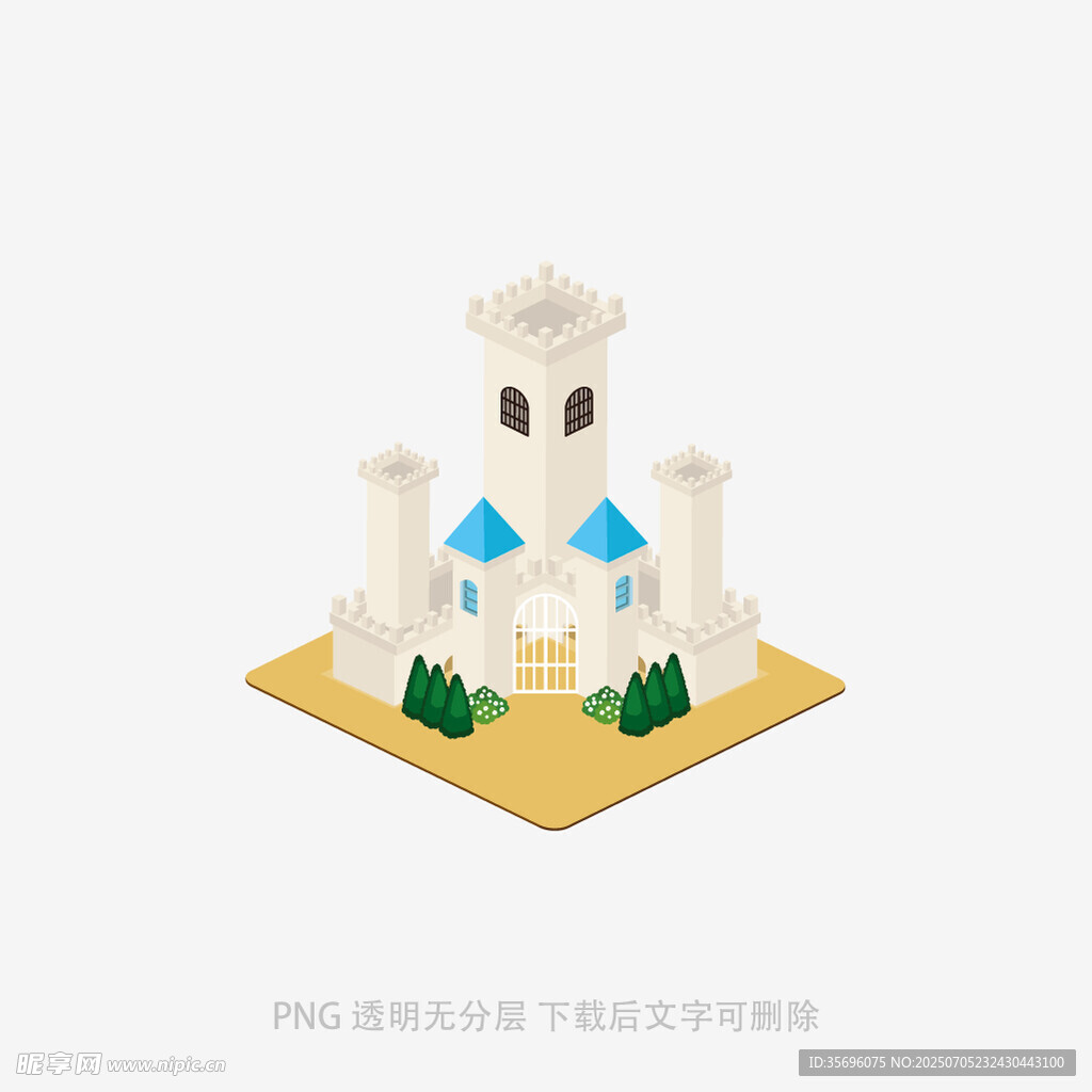 卡通风格白色城堡建筑模型
