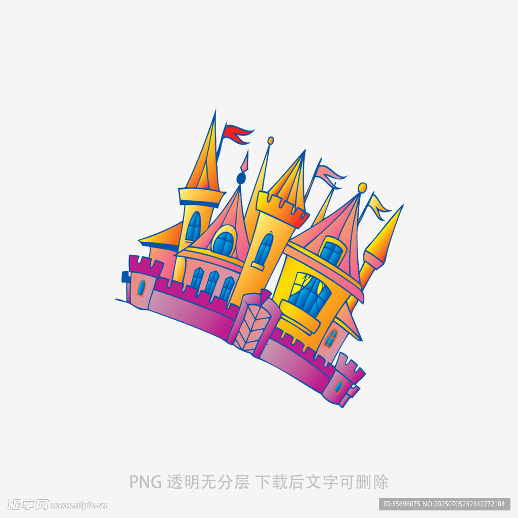 彩色梦幻城堡插画