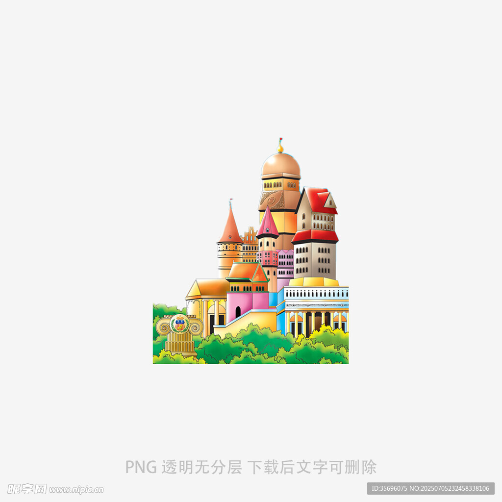 梦幻彩色城堡插画
