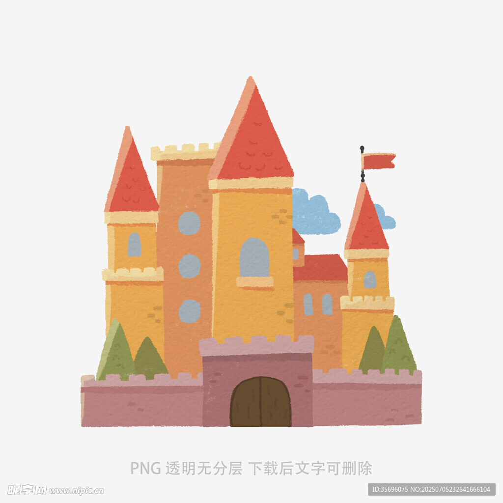 彩色童话城堡插画