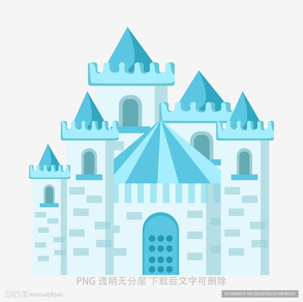 梦幻蓝色城堡插画