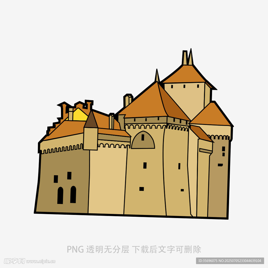 卡通风格中世纪城堡插画