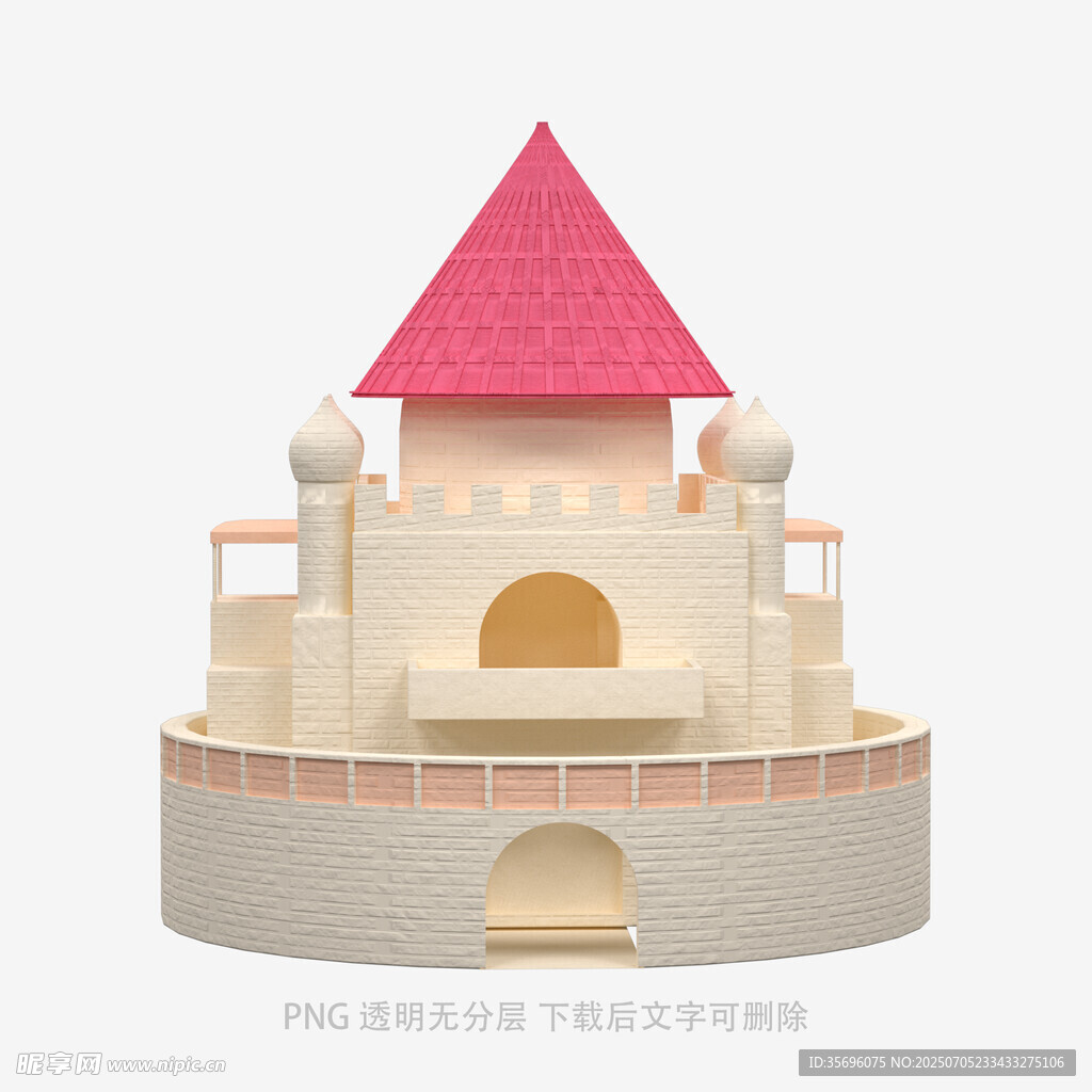 粉色屋顶的梦幻城堡模型