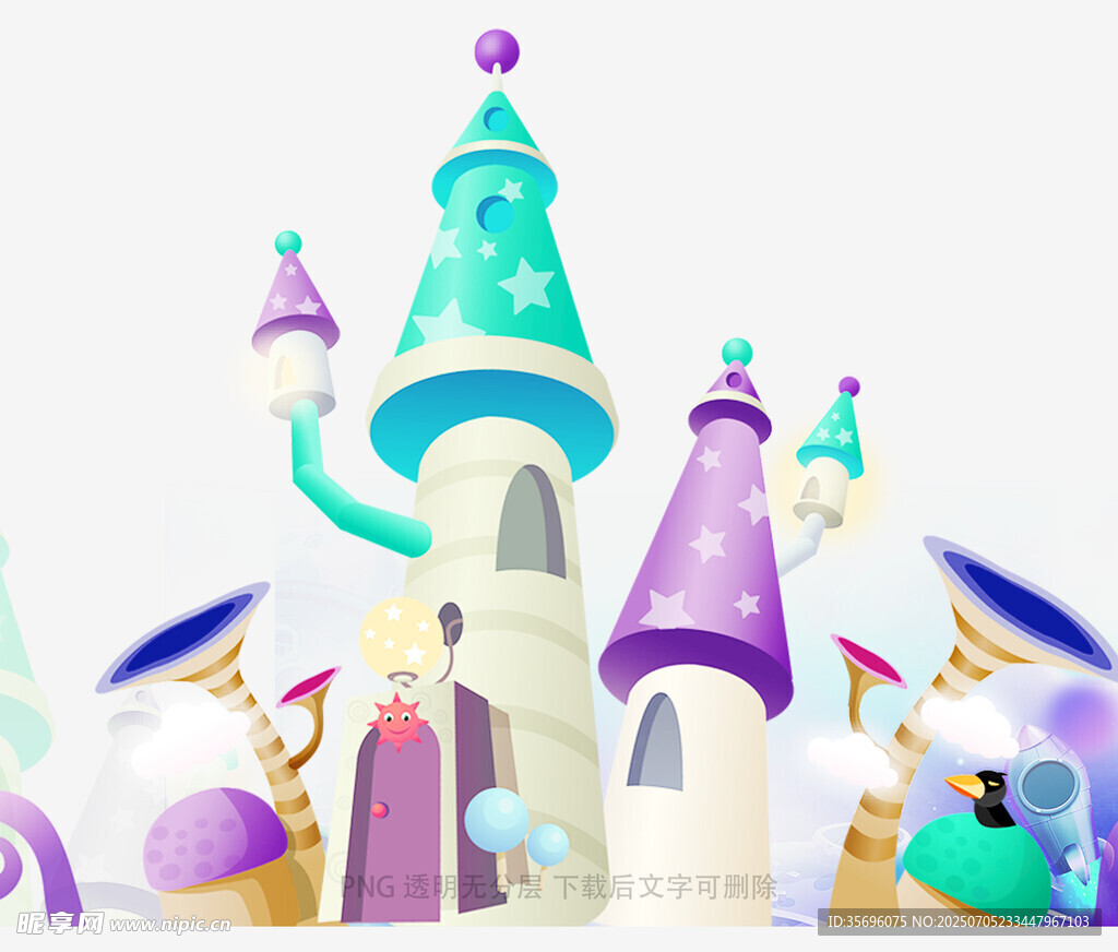 梦幻童话风彩色城堡景观