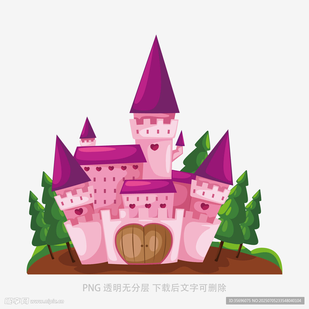 梦幻粉色城堡插画