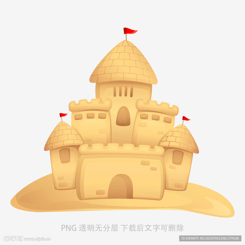 沙滩上的精美卡通沙堡
