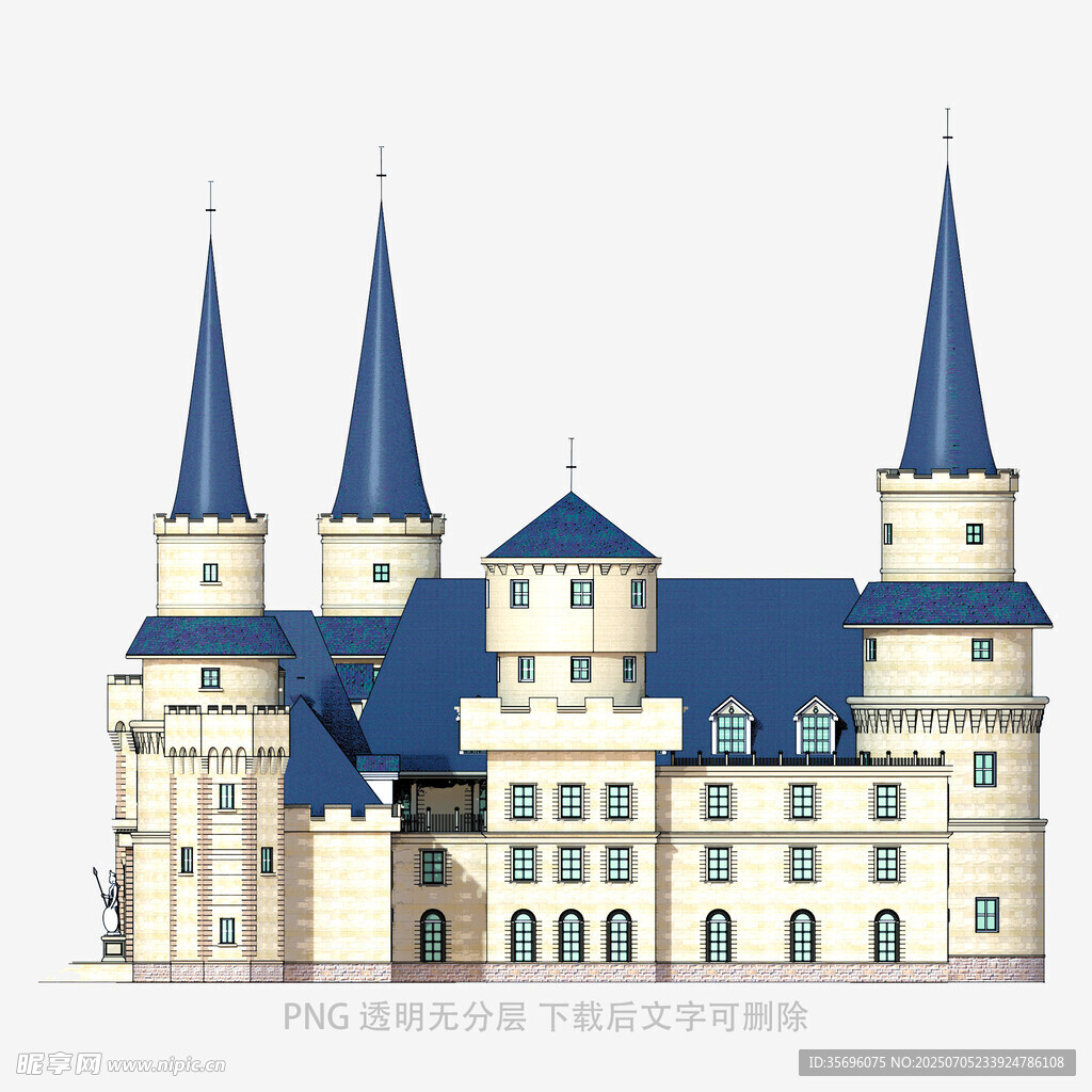 梦幻蓝色尖顶城堡建筑